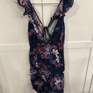 Free People Floral Navy and Purple Sleeveless dress - Size Small